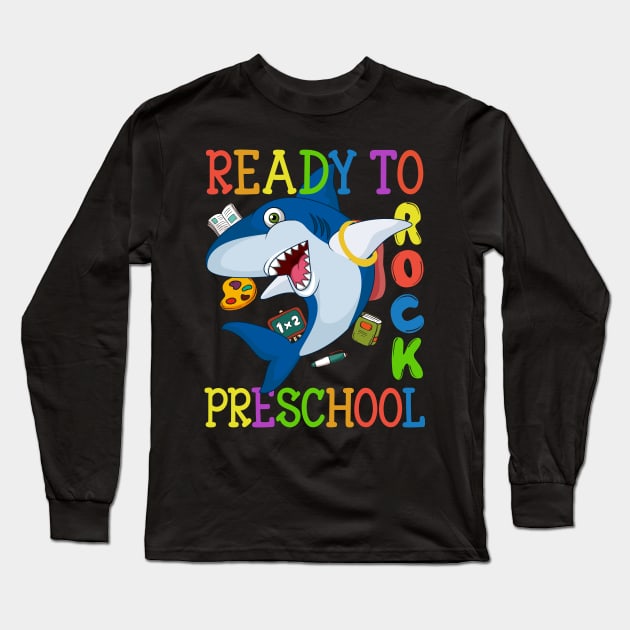 Dabbing Preschool Shark Back To School Long Sleeve T-Shirt by kateeleone97023